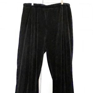 Faded Glory Elastic High Waist Wide Leg pull up Velour Black pants w pockets. 1X
